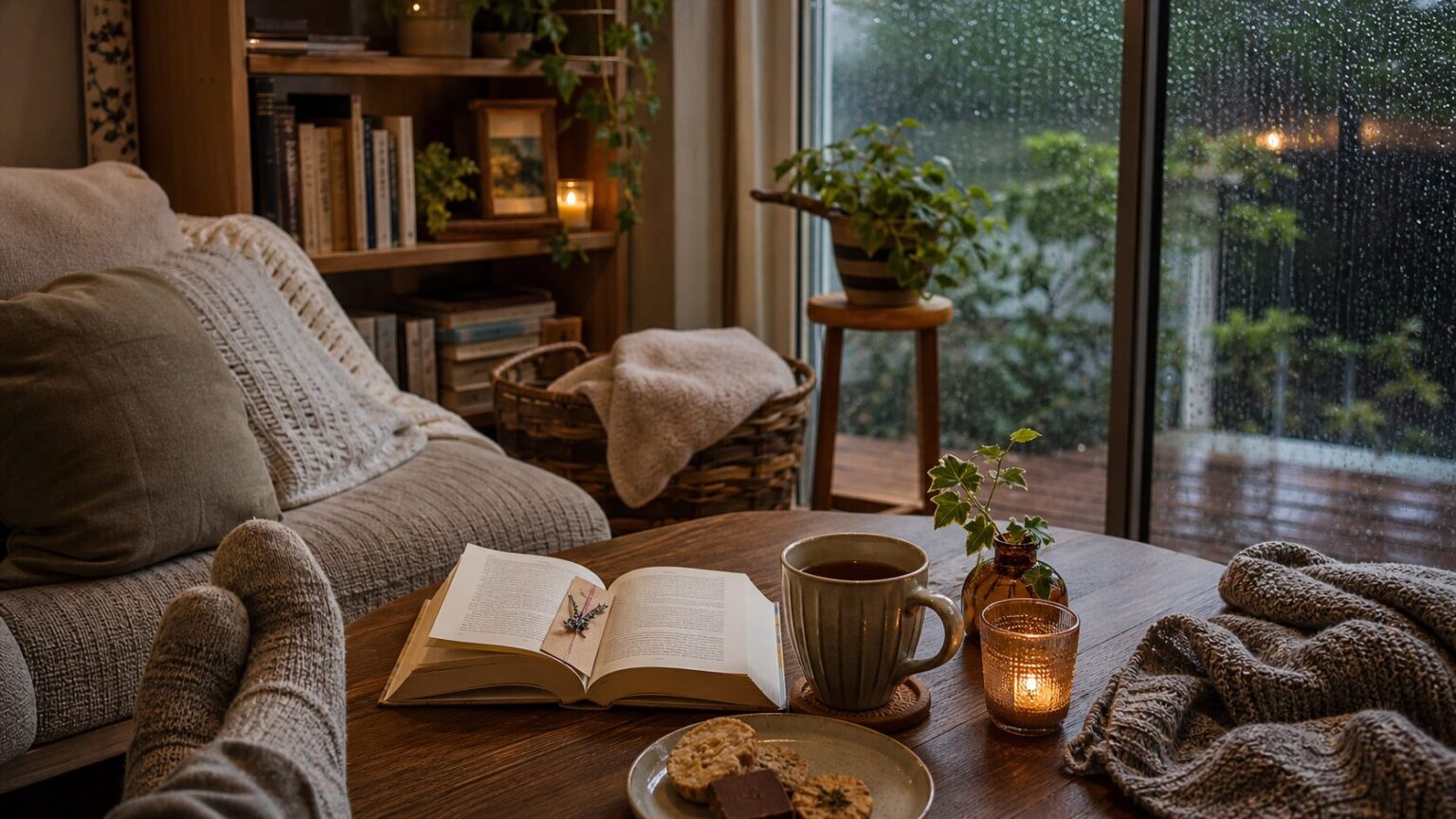 雨の日の読書と温かい飲み物の時間